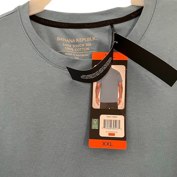 Men's Crew Neck T-shirt, Banana Republic, XXL, Blue, NWT - Picture 5 of 6